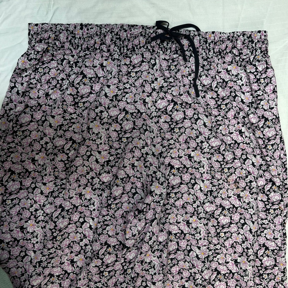 Simply Vera Vera Wang Floral Wide Leg Cropped Pants L Cottagecore Boho Flowy